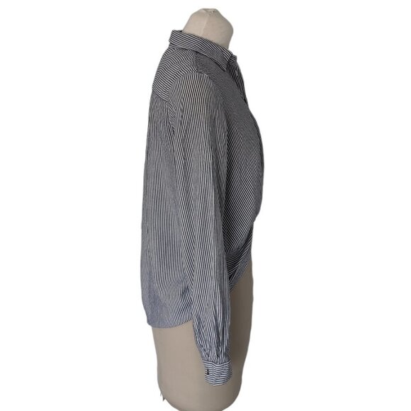 Heartloom Striped Twist Hem Button Down Shirt - Picture 3 of 5